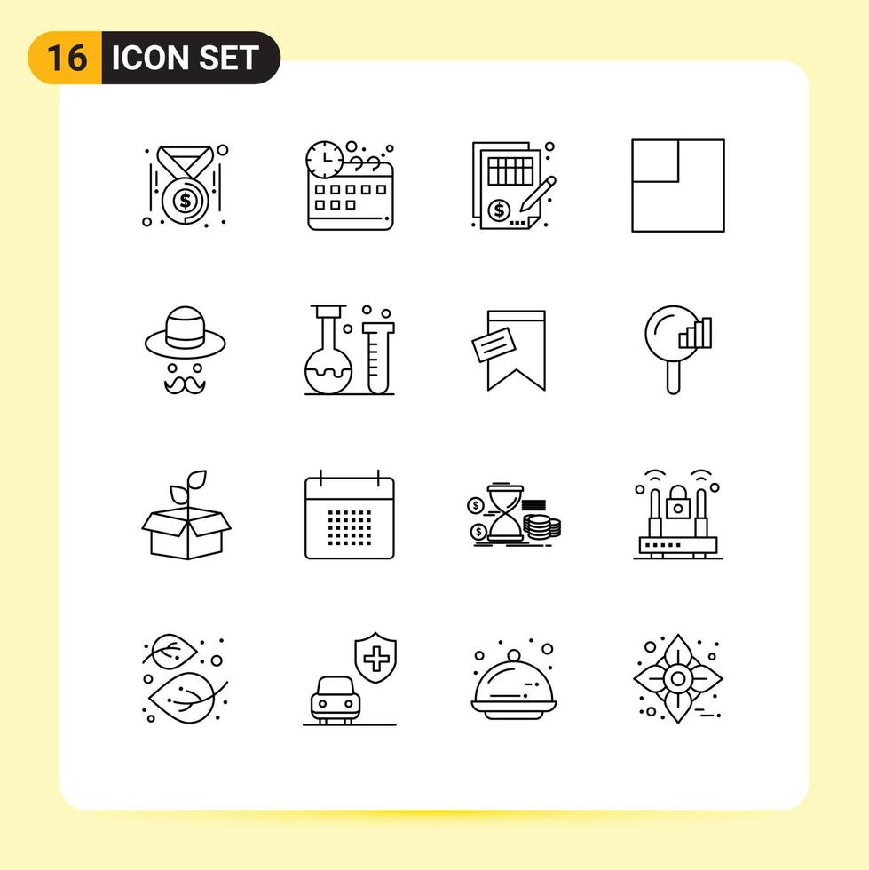 conjunto de 16 iconos de interfaz de usuario modernos signos de símbolos para padres equilibrio de borde diseño de avatar elementos de diseño vectorial editables vector