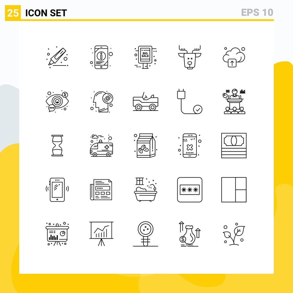 Modern Set of 25 Lines and symbols such as technology cloud grand sale reindeer arctic Editable Vector Design Elements