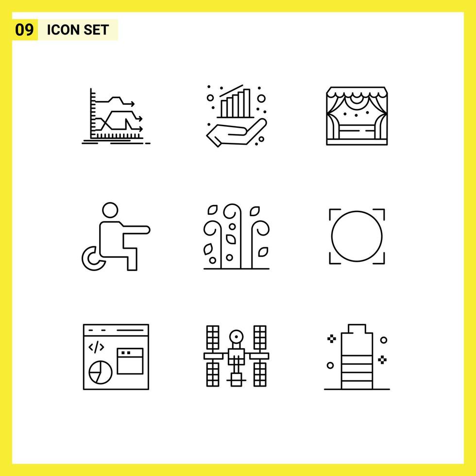 9 Thematic Vector Outlines and Editable Symbols of blowing people hand handicapped theater Editable Vector Design Elements