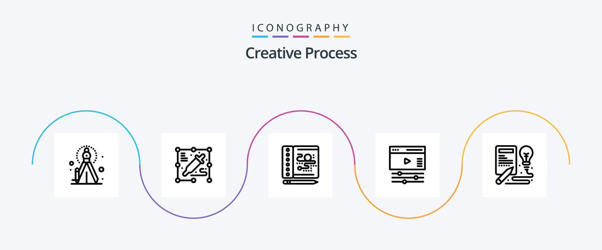 Creative Process Line 5 Icon Pack Including . creative. watercolor. idea. web vector