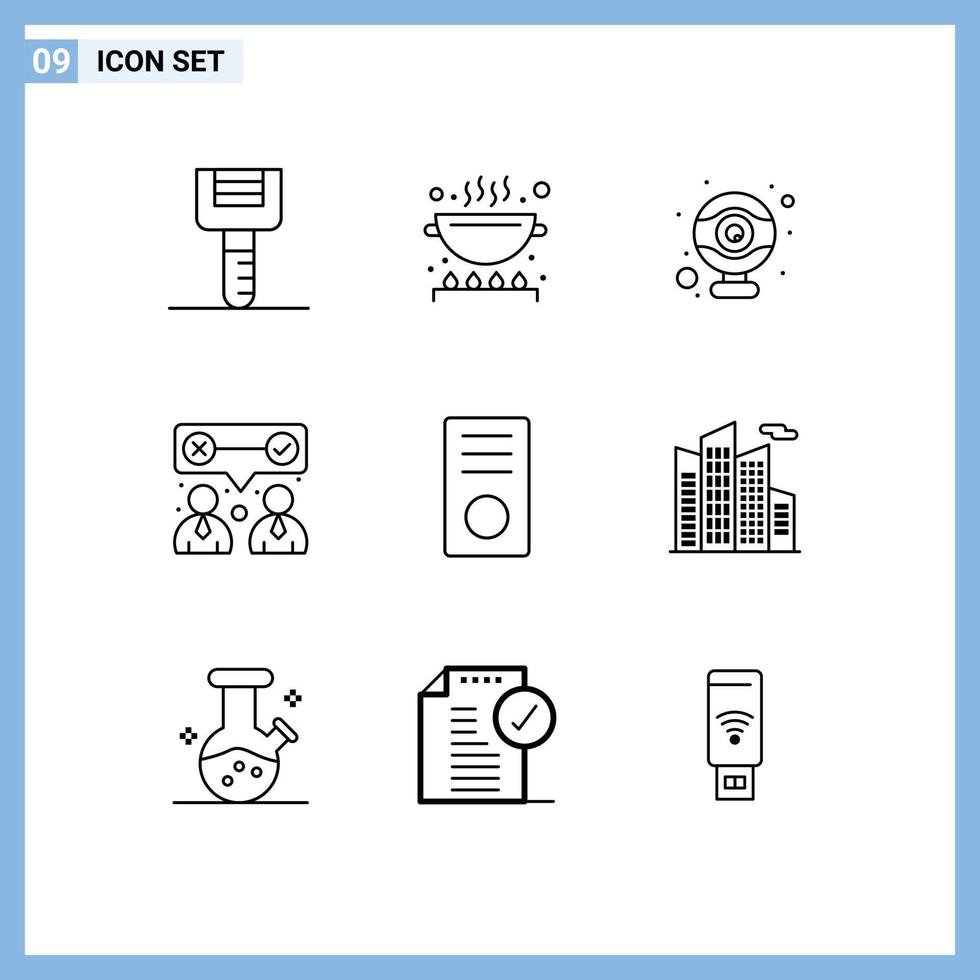 Pack of 9 creative Outlines of devices computers computer team work our Editable Vector Design Elements