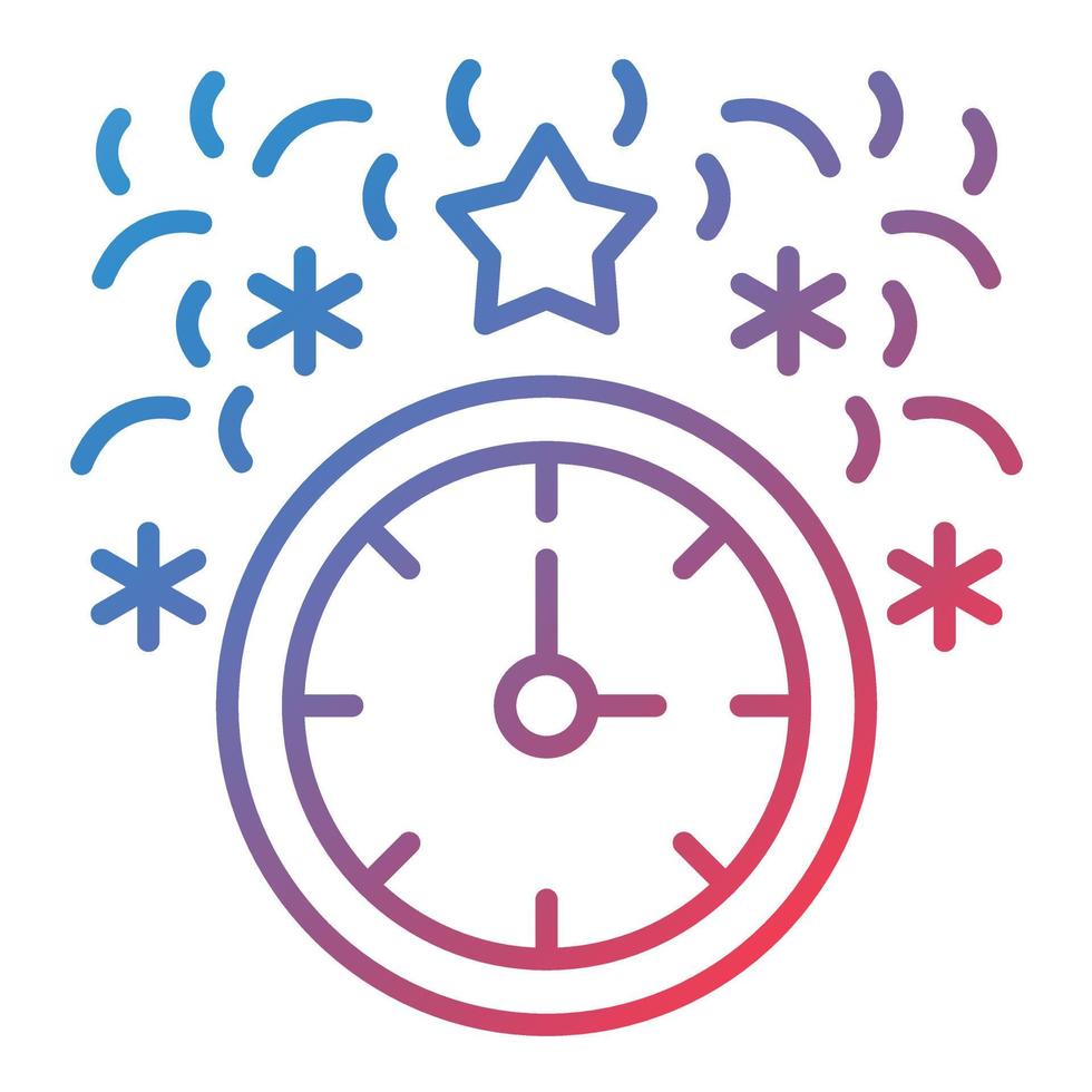 icono de gradiente de línea de reloj de año nuevo vector