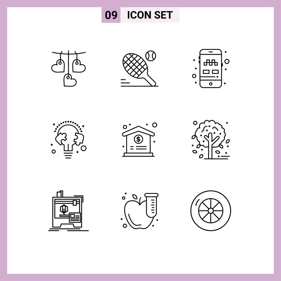 Pack of 9 creative Outlines of medical puzzle app line education Editable Vector Design Elements