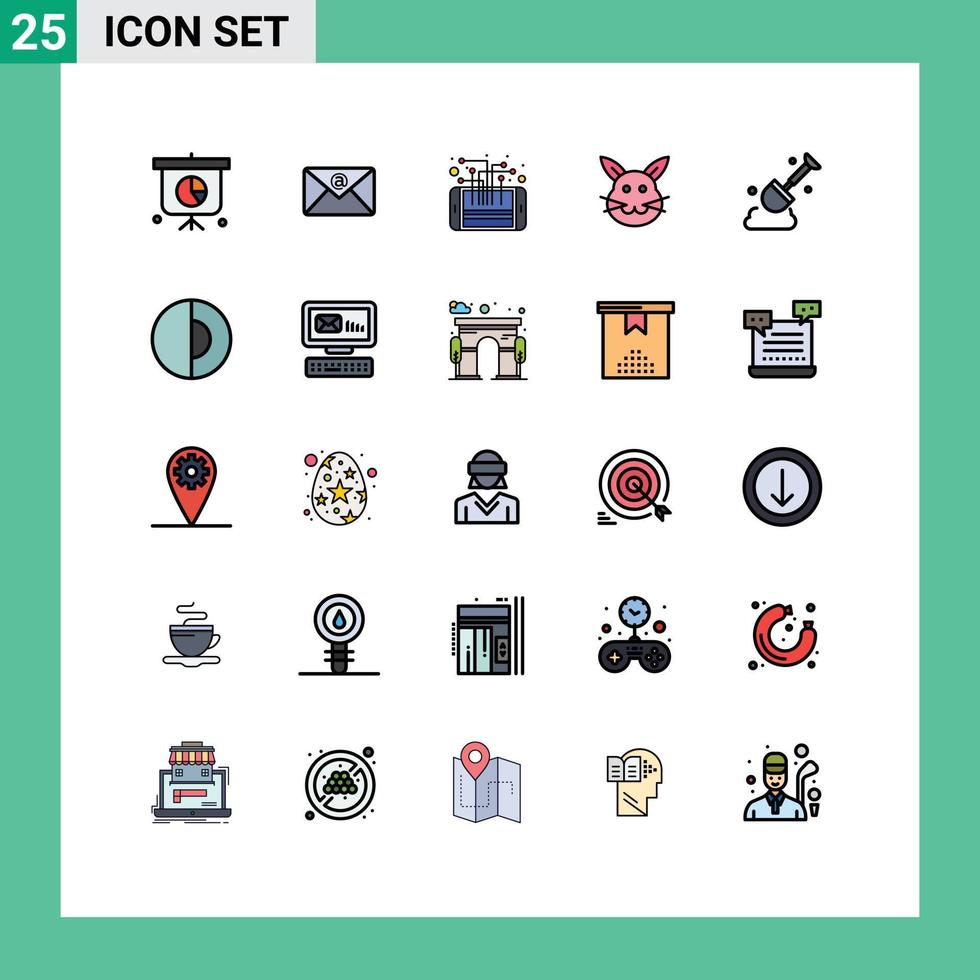 Set of 25 Modern UI Icons Symbols Signs for tool construction phone rabbit bynny Editable Vector Design Elements