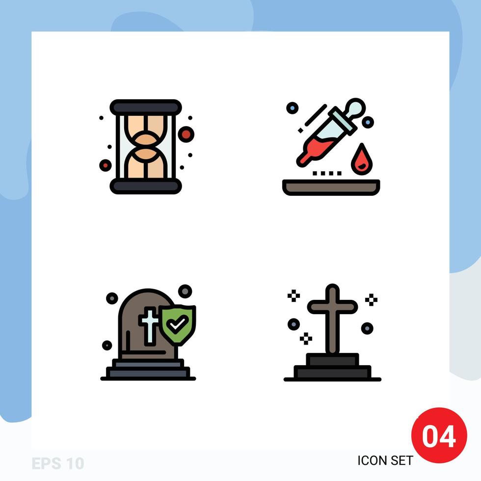 4 Creative Icons Modern Signs and Symbols of hourglass funeral drop science dead Editable Vector Design Elements