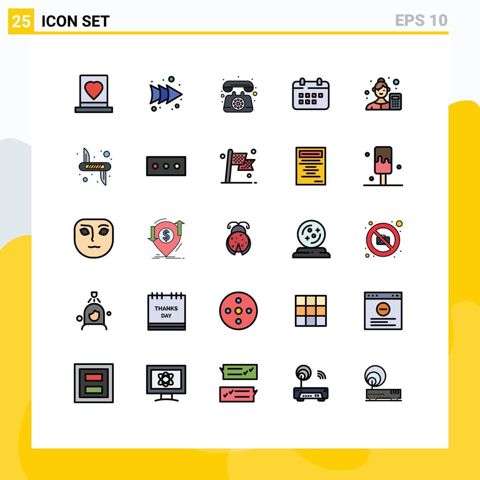25 Creative Icons Modern Signs and Symbols of female appointment communication time calendar Editable Vector Design Elements