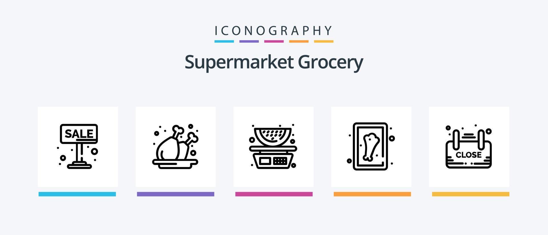 Grocery Line 5 Icon Pack Including board. fish. chicken. pak. grapefruit. Creative Icons Design vector