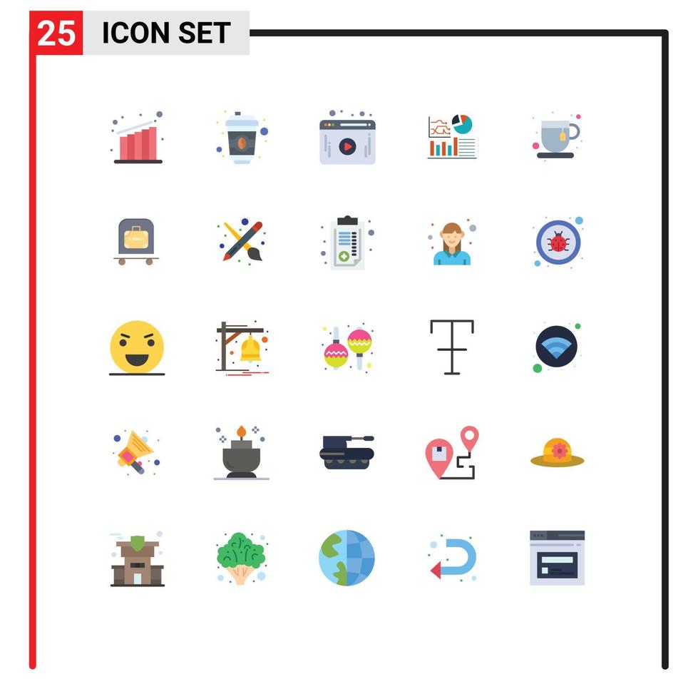 Flat Color Pack of 25 Universal Symbols of hotel tea break player refreshment business Editable Vector Design Elements