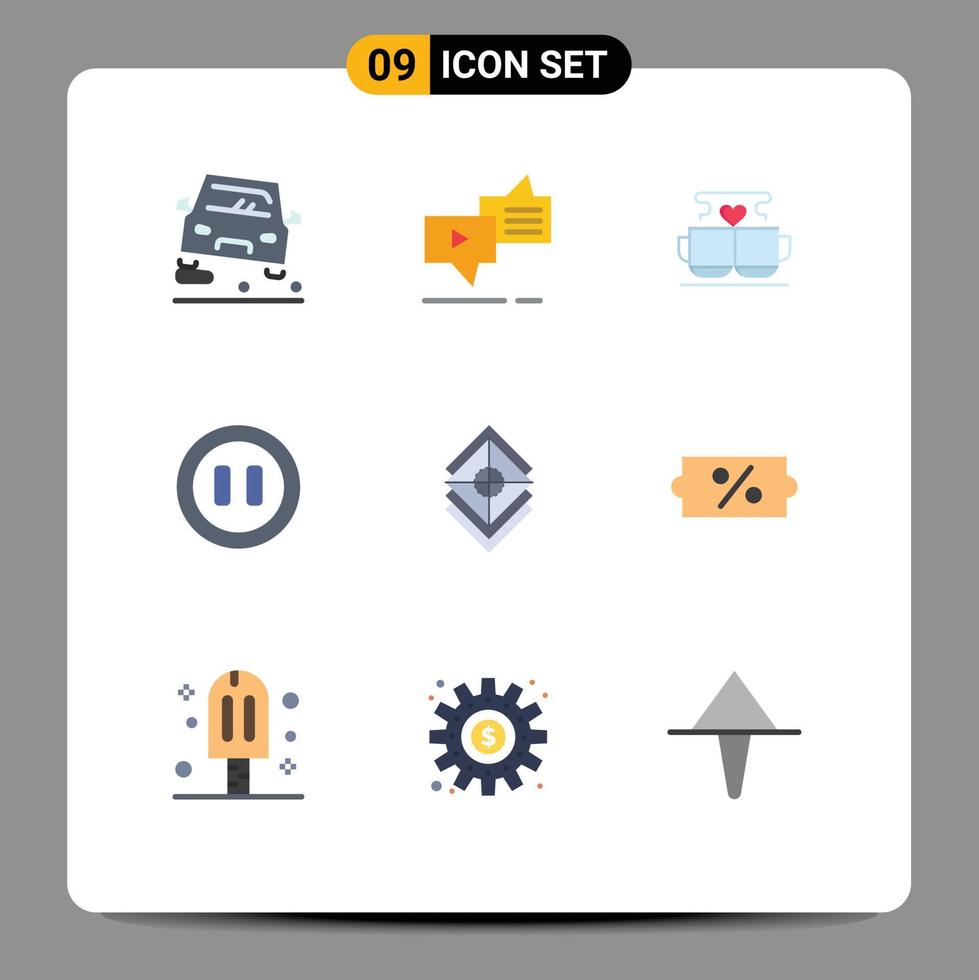 9 Universal Flat Colors Set for Web and Mobile Applications arrange media speech controls heart Editable Vector Design Elements