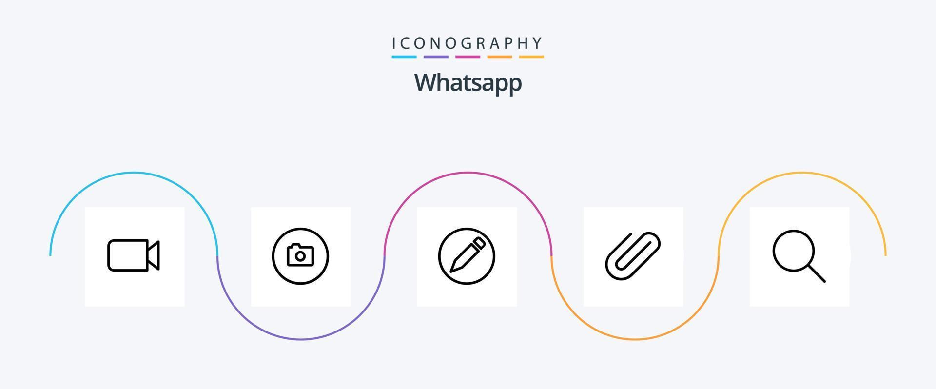 paquete de iconos de whatsapp line 5 que incluye . adjuntar. ui investigar vector