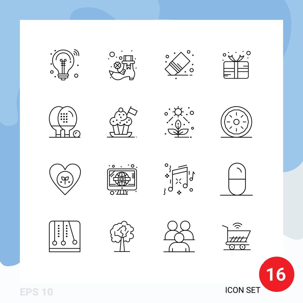 16 Thematic Vector Outlines and Editable Symbols of athletics prize eraser mardi gras carnival Editable Vector Design Elements
