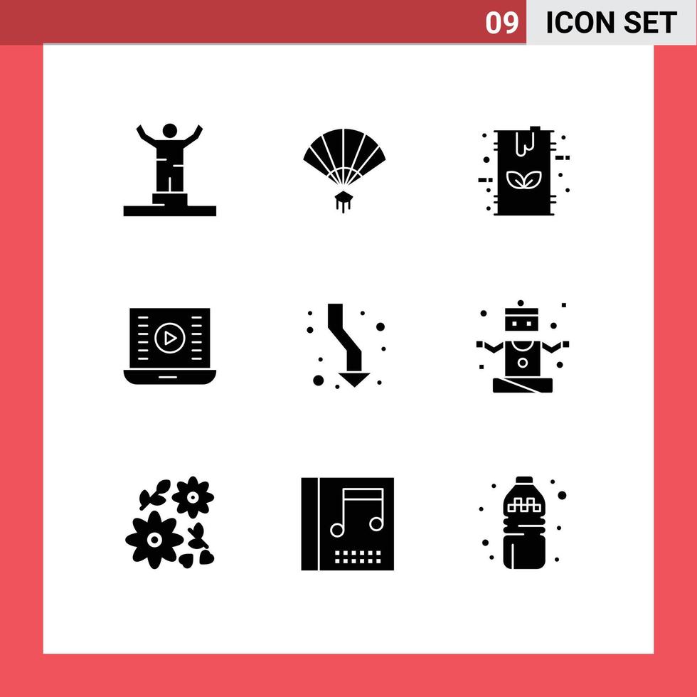 9 Creative Icons Modern Signs and Symbols of video play media play chinese audio play fuel Editable Vector Design Elements