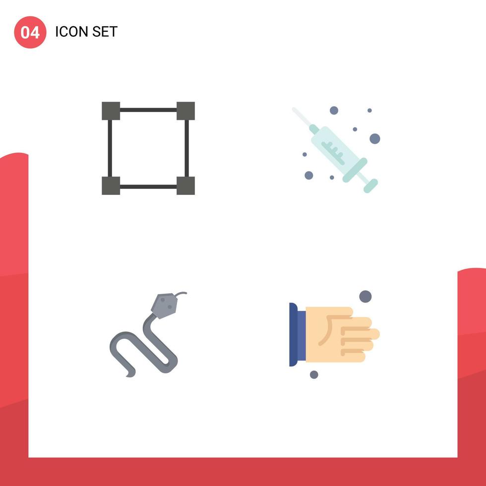 Modern Set of 4 Flat Icons and symbols such as path king injection animal handshake Editable Vector Design Elements