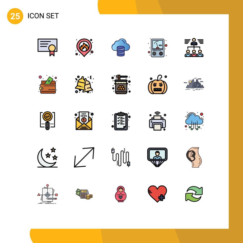 Universal Icon Symbols Group of 25 Modern Filled line Flat Colors of group teamwork money team voltmeter Editable Vector Design Elements