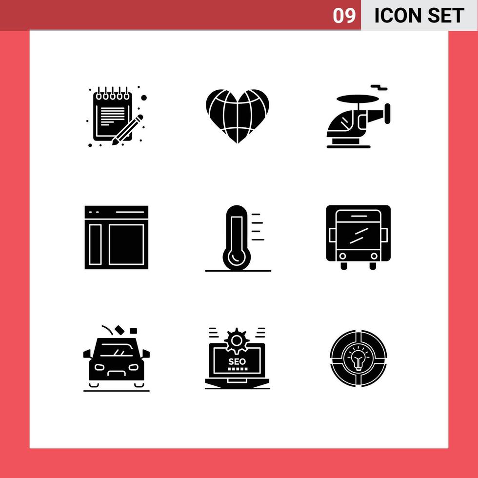 9 Thematic Vector Solid Glyphs and Editable Symbols of user left favorite interface vehicle Editable Vector Design Elements