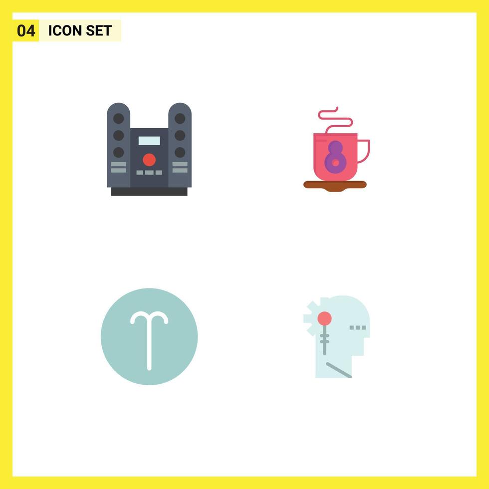 4 Universal Flat Icons Set for Web and Mobile Applications cinema symbolism stage hot analytics Editable Vector Design Elements