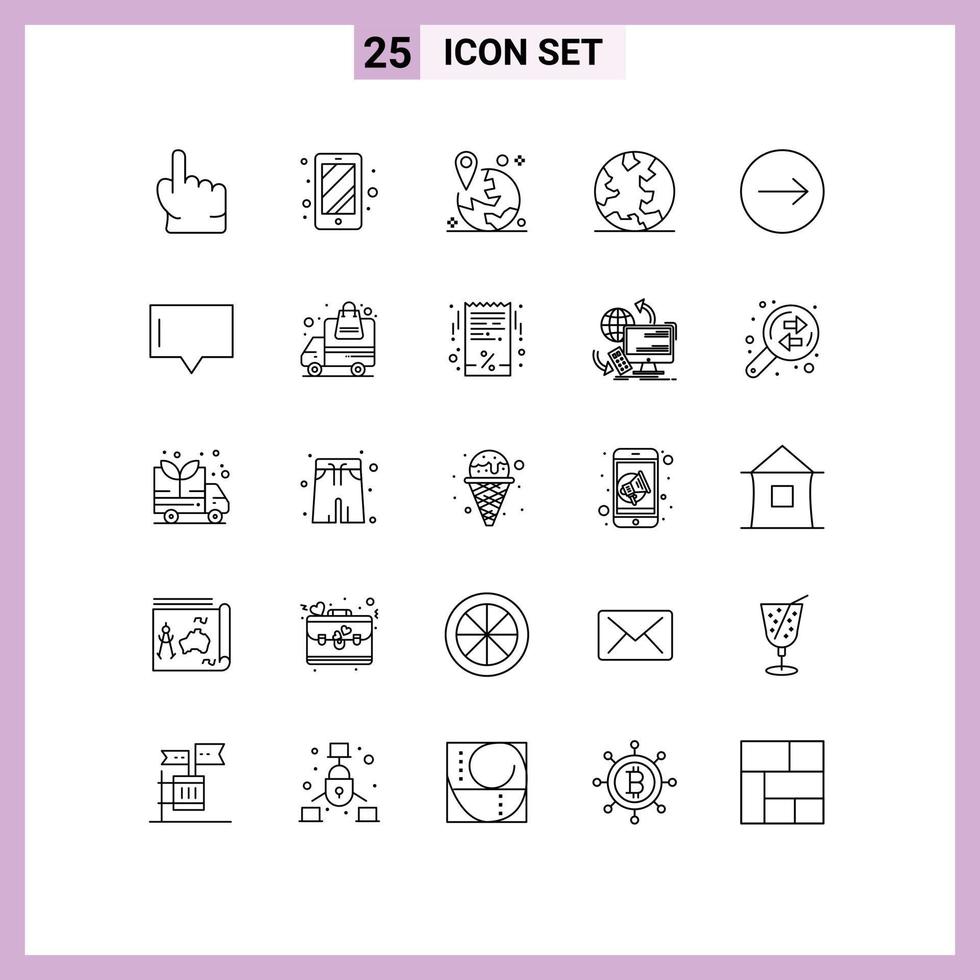Editable Vector Line Pack of 25 Simple Lines of transfer web location online earth Editable Vector Design Elements