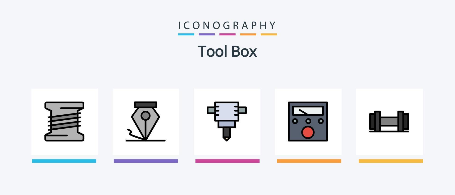 Tools Line Filled 5 Icon Pack Including . bobbin. meter. Creative Icons Design vector