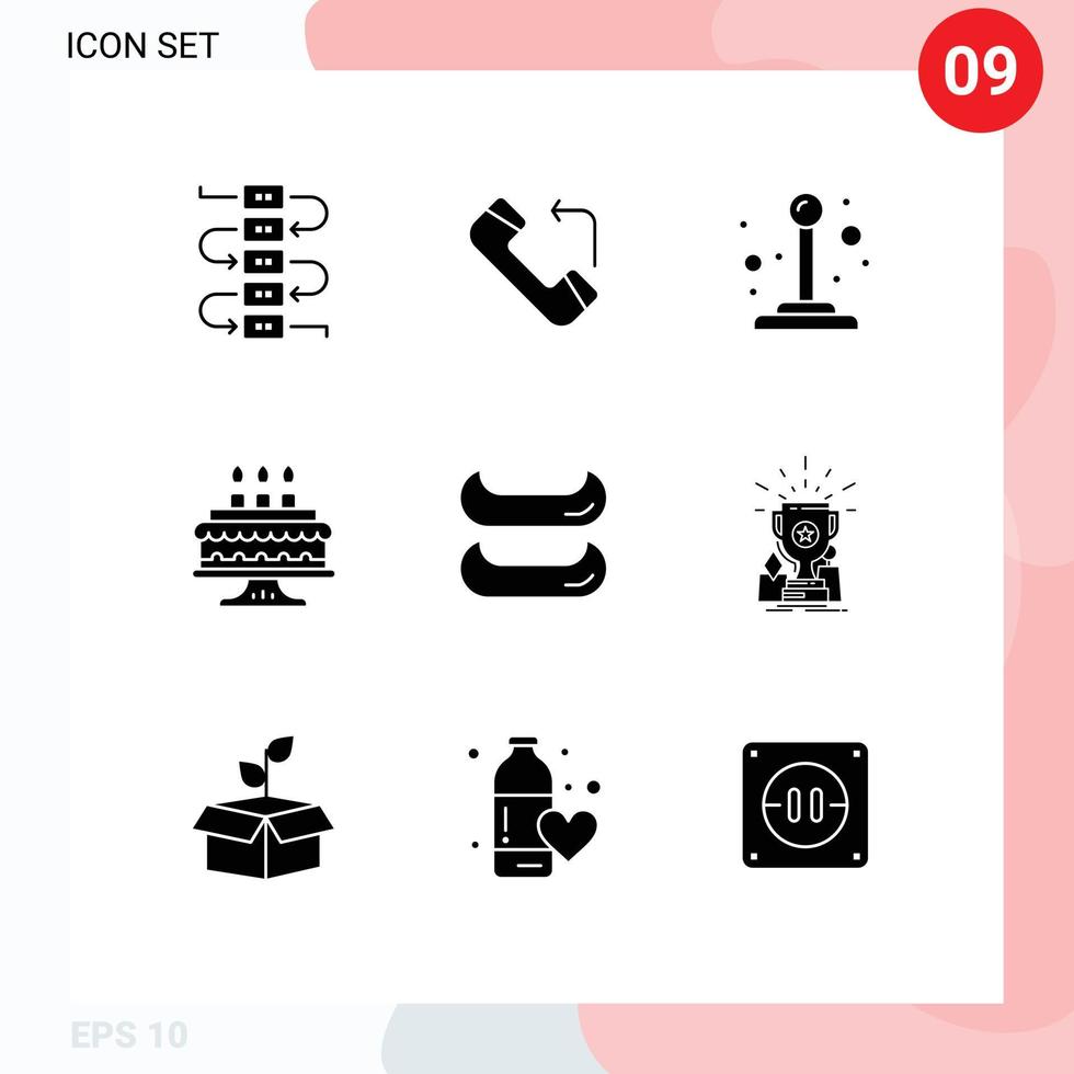 Universal Icon Symbols Group of 9 Modern Solid Glyphs of prize award switch achievement boat Editable Vector Design Elements