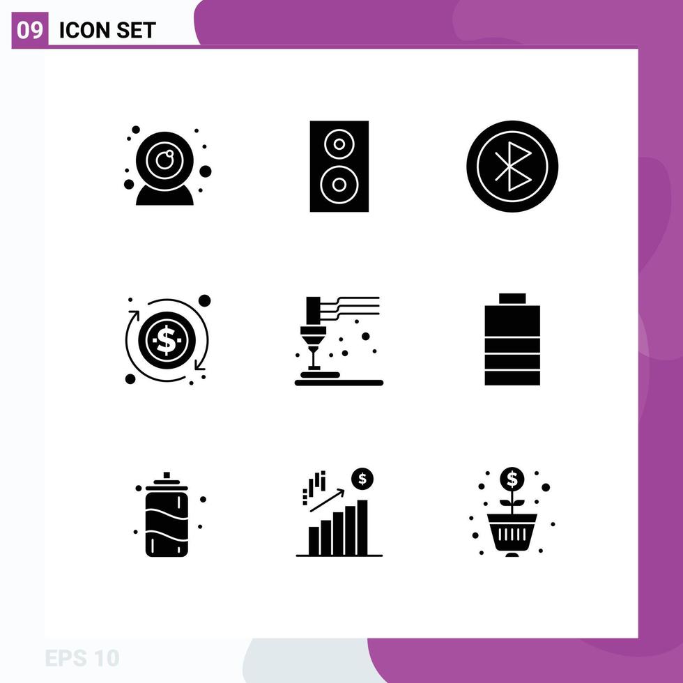 9 Creative Icons Modern Signs and Symbols of equipment arrow bluetooth money sharing Editable Vector Design Elements