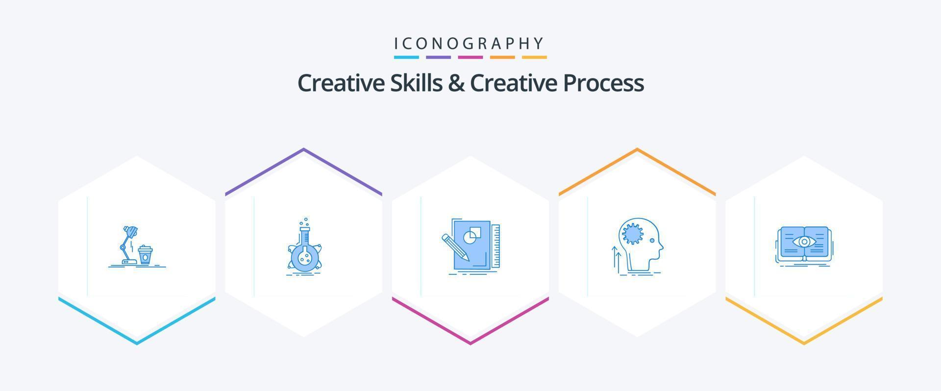 Creative Skills And Creative Process 25 Blue icon pack including thinking. mind. tube. geometry. design vector