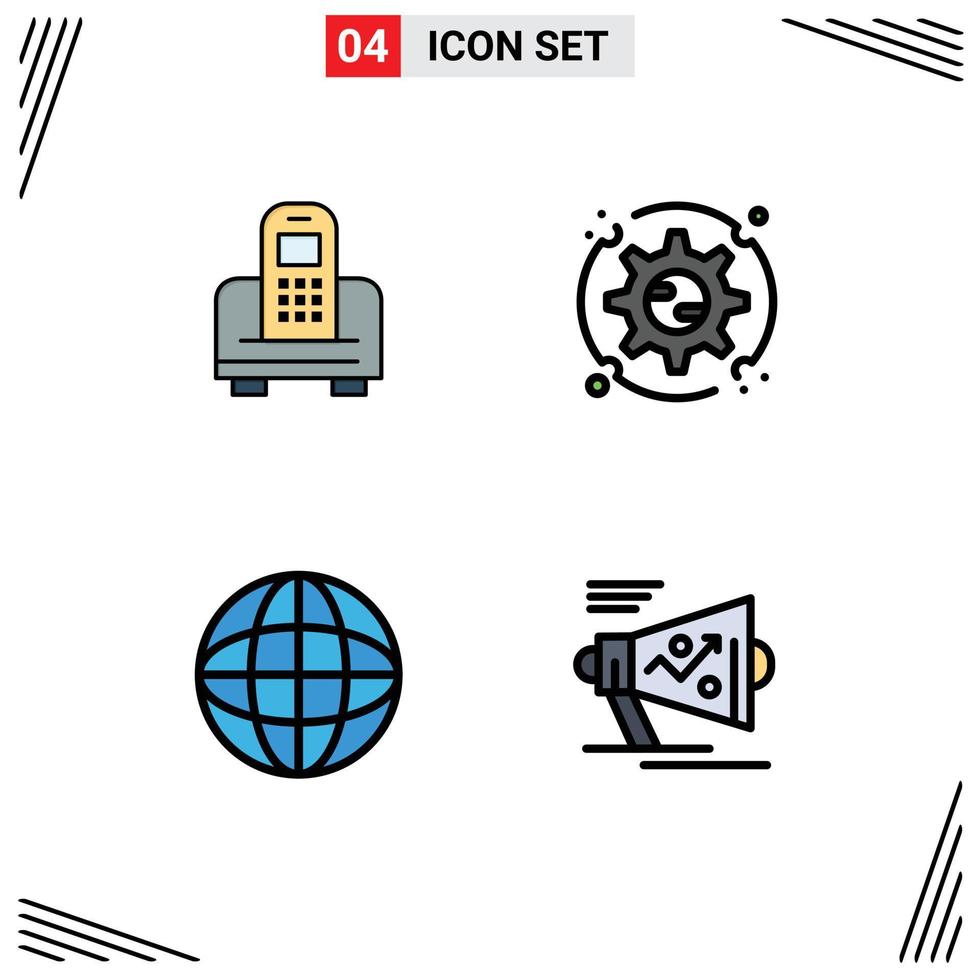 Set of 4 Modern UI Icons Symbols Signs for device internet hardware setup marketing Editable Vector Design Elements