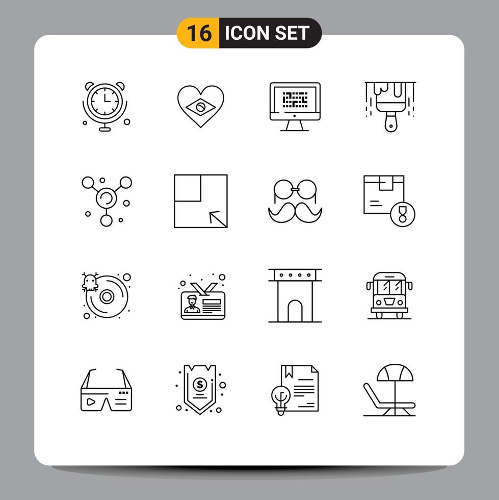 Set of 16 Commercial Outlines pack for atom construction graphy brush information Editable Vector Design Elements