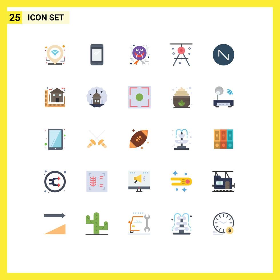 Group of 25 Flat Colors Signs and Symbols for drawing draft iphone compass halloween scary Editable Vector Design Elements