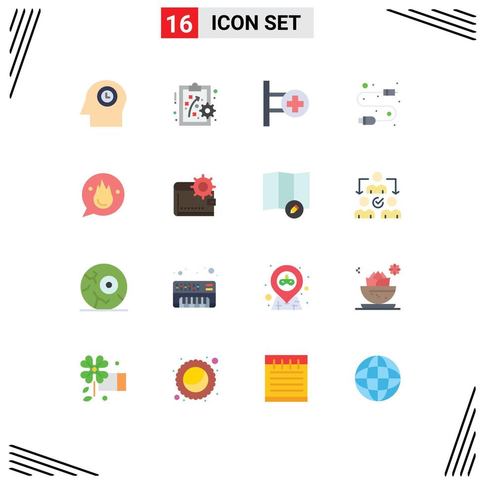 16 iconos creativos signos y símbolos modernos de motivación carrera signo chat usb paquete editable de elementos de diseño de vectores creativos