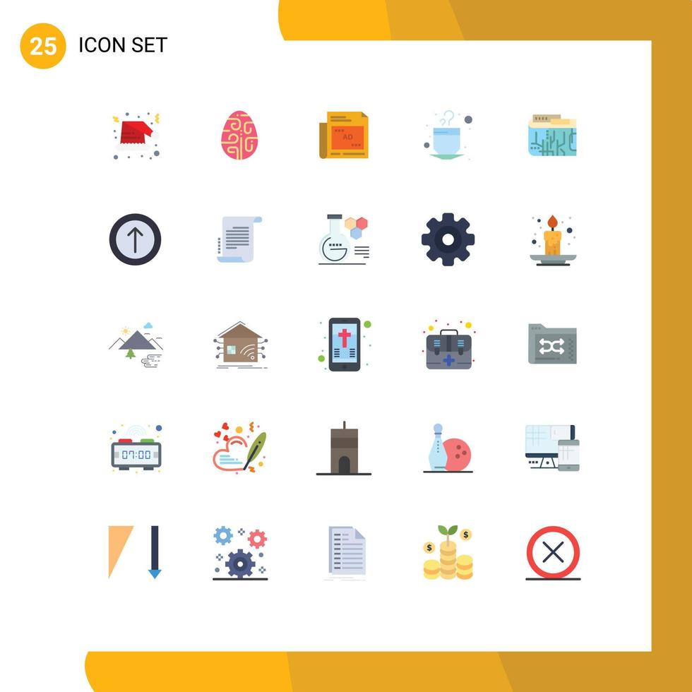 25 Flat Color concept for Websites Mobile and Apps currency tea holiday cup headline Editable Vector Design Elements