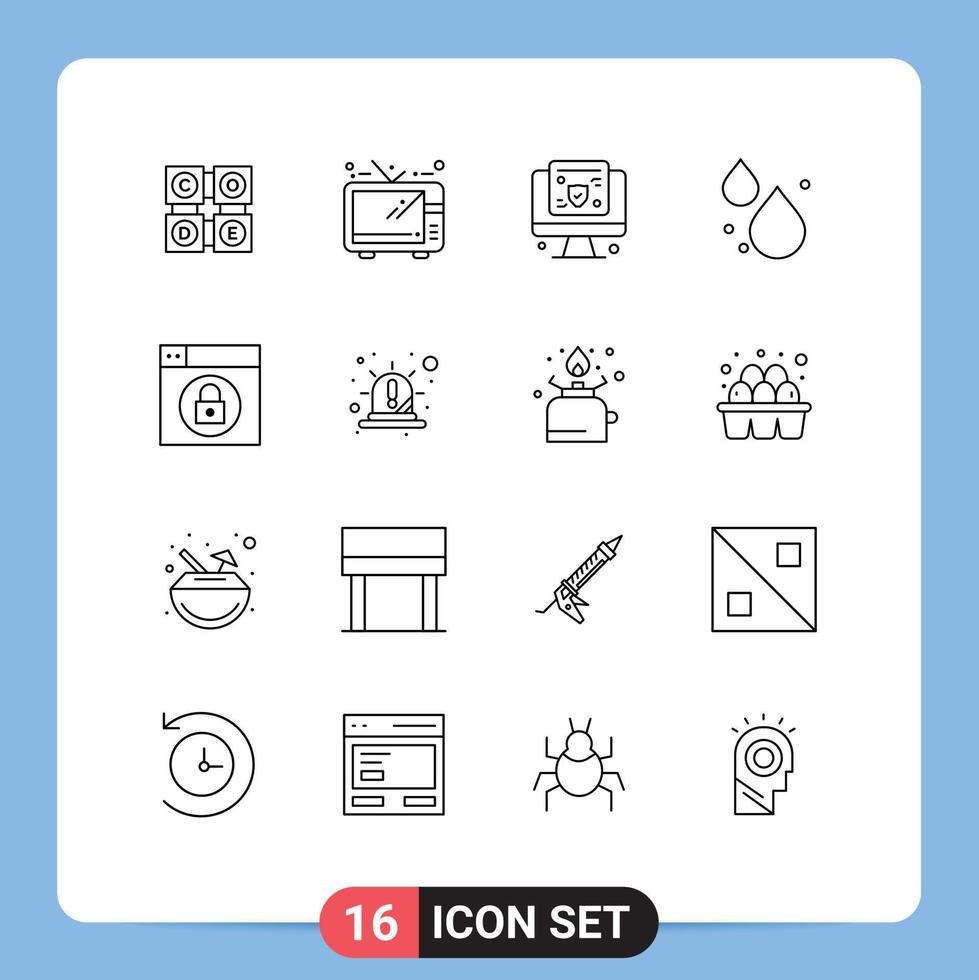 16 User Interface Outline Pack of modern Signs and Symbols of alert design online web droop Editable Vector Design Elements