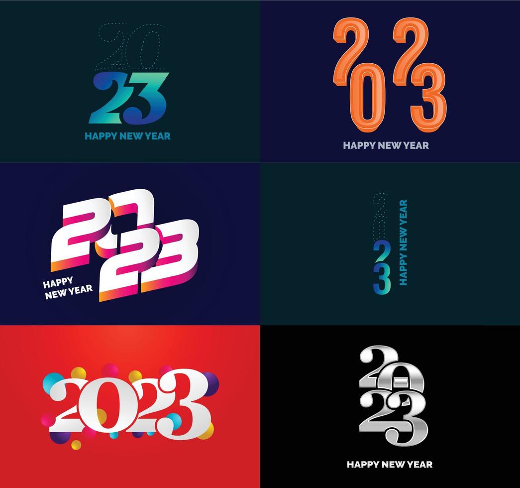 Big Collection of 2023 Happy New Year symbols Cover of business diary for 2023 with wishes vector