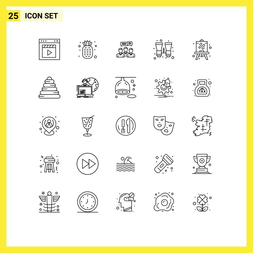 Stock Vector Icon Pack of 25 Line Signs and Symbols for travel binoculars chat binocular meeting Editable Vector Design Elements