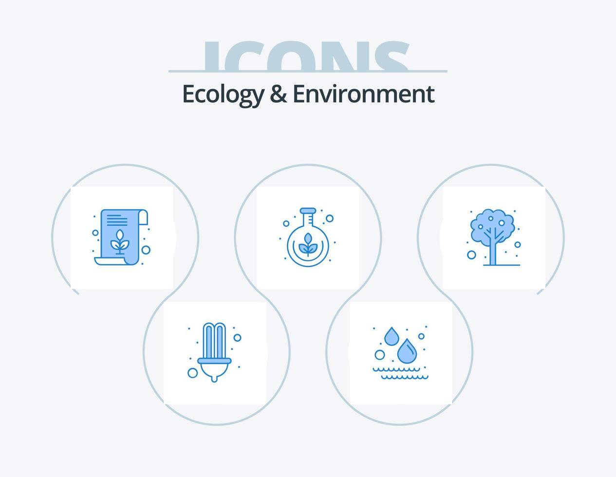 Ecology And Environment Blue Icon Pack 5 Icon Design. park. science. file. research. green vector
