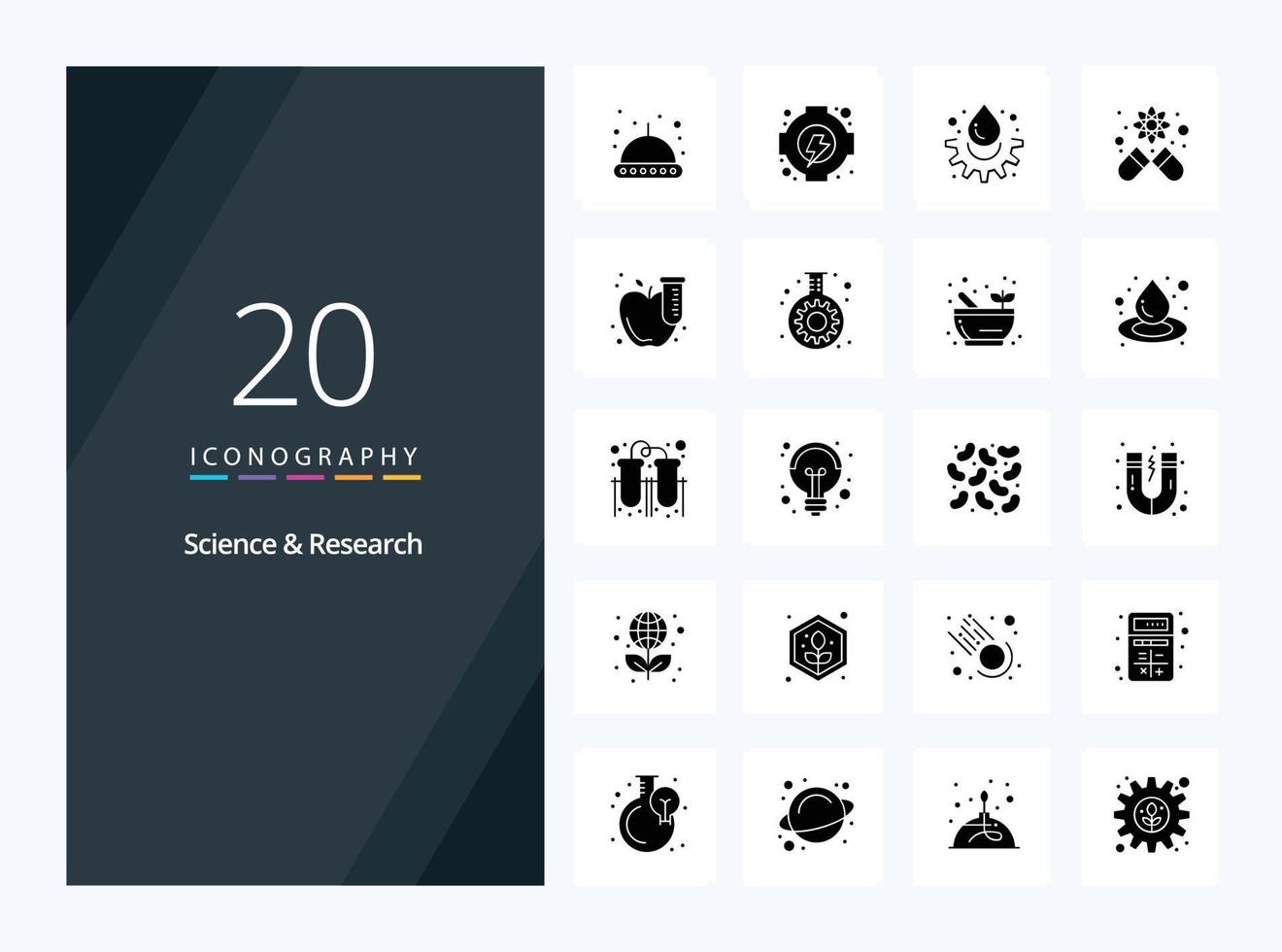 20 Science Solid Glyph icon for presentation vector