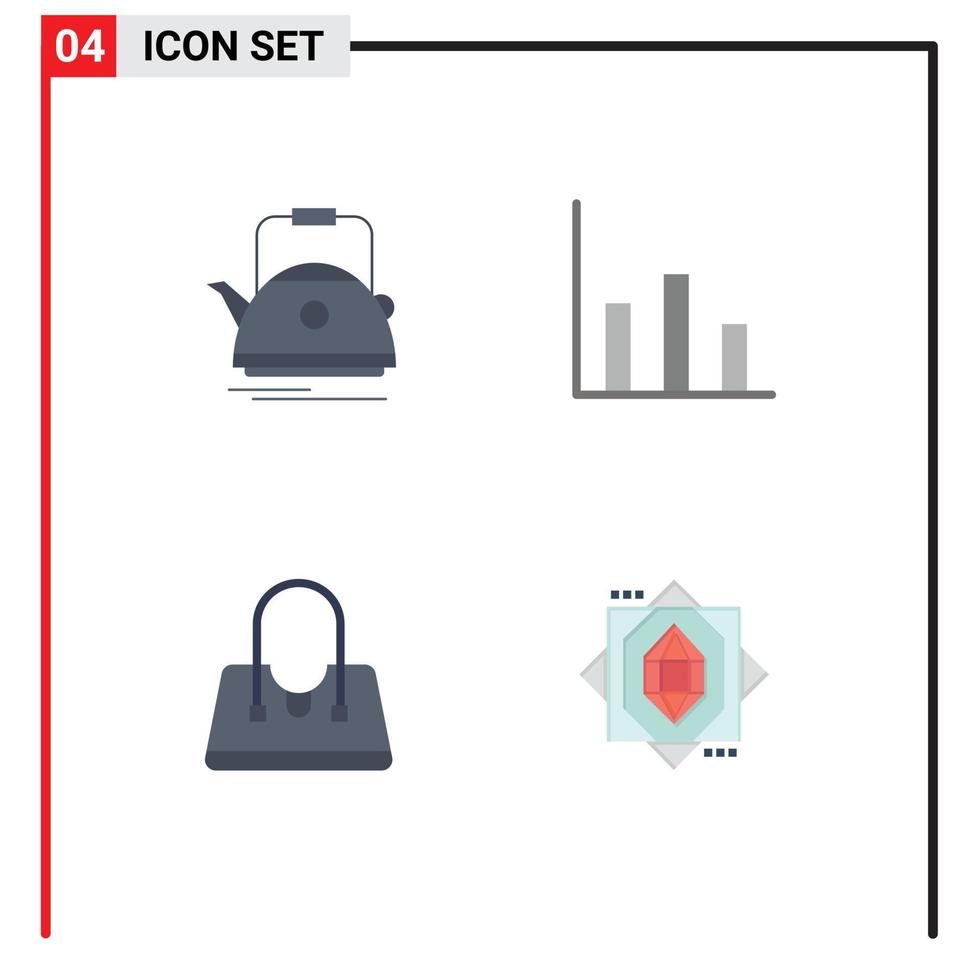 4 Creative Icons Modern Signs and Symbols of tea fashion camping graphic core Editable Vector Design Elements