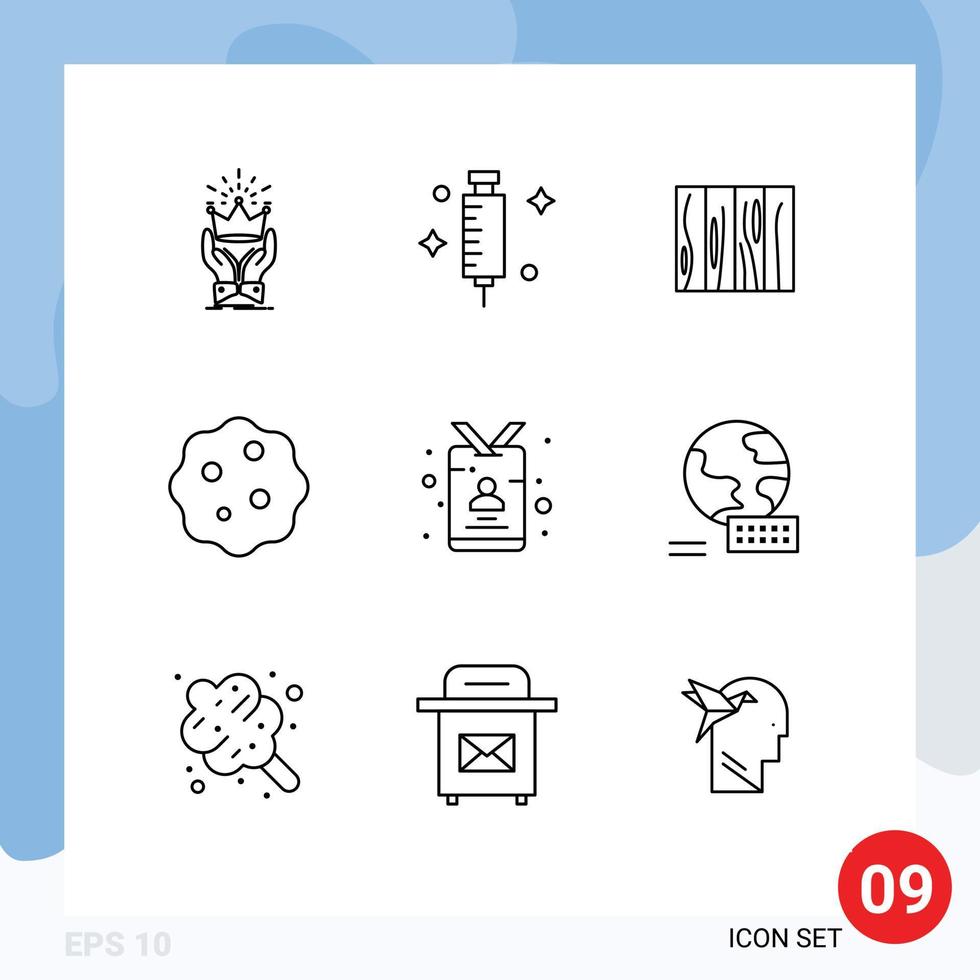 Pack of 9 Modern Outlines Signs and Symbols for Web Print Media such as medicine bacterium syringe texture design Editable Vector Design Elements