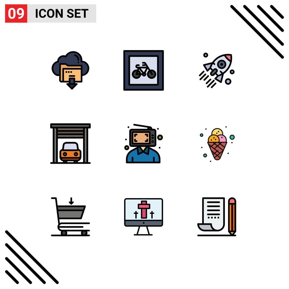 Set of 9 Modern UI Icons Symbols Signs for transport car transport project business Editable Vector Design Elements