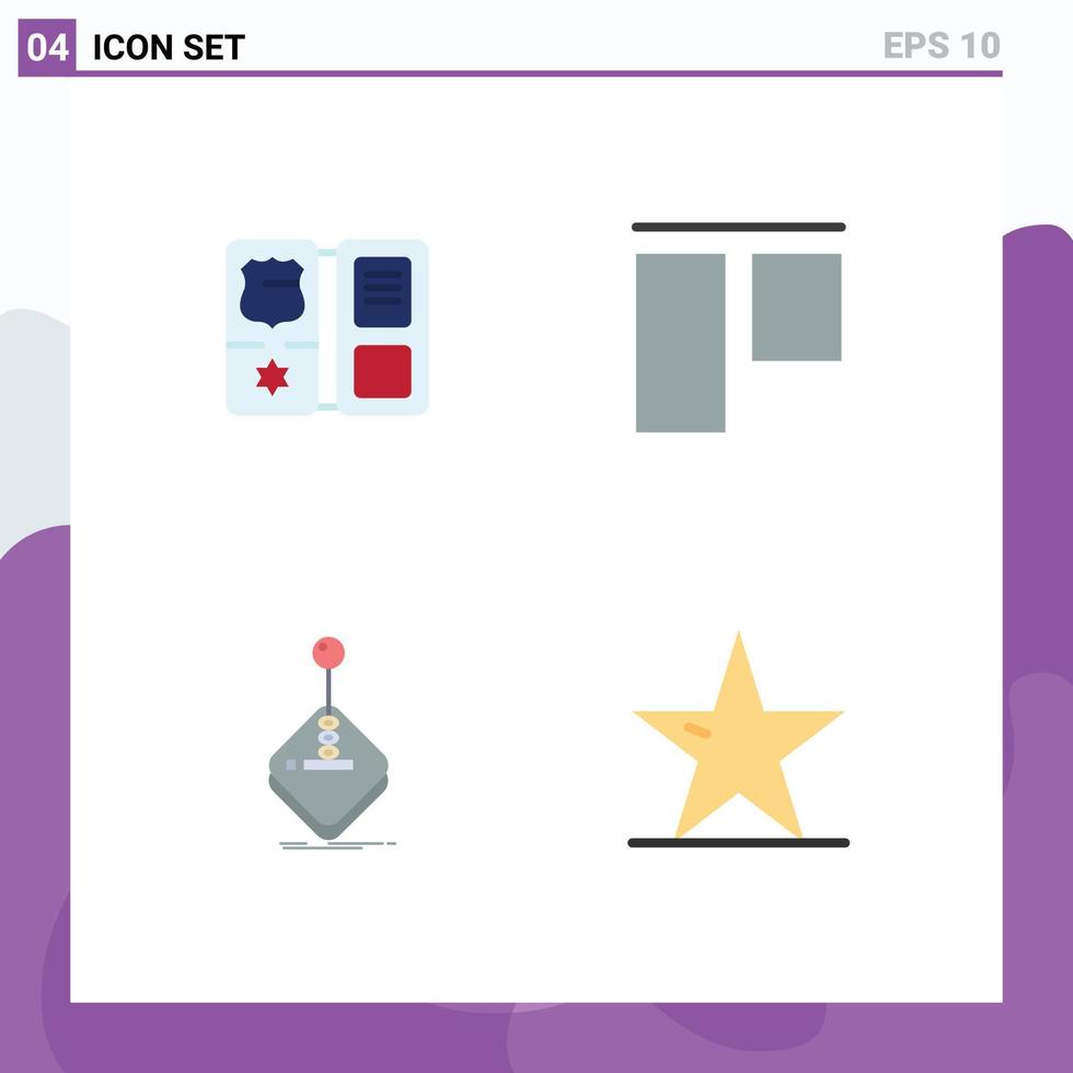 Group of 4 Flat Icons Signs and Symbols for book gaming star vertical stick Editable Vector Design Elements