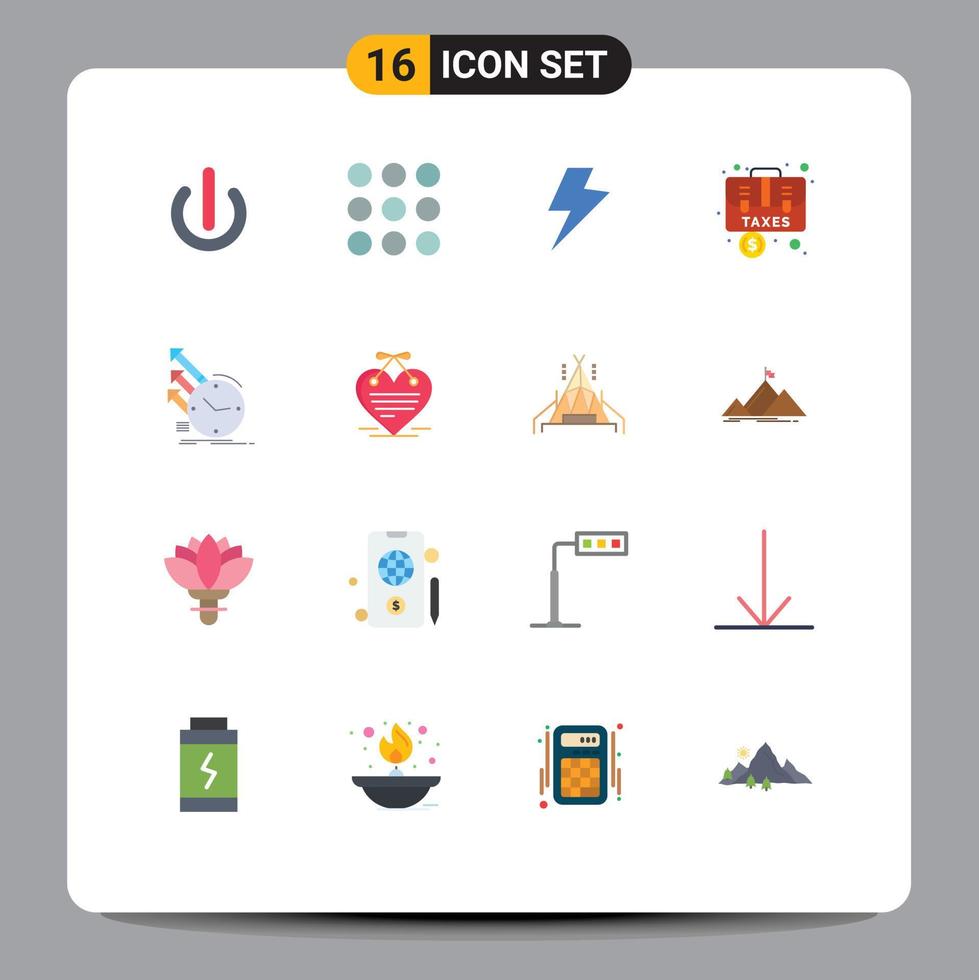 16 Flat Color concept for Websites Mobile and Apps of detection charg case baggage Editable Pack of Creative Vector Design Elements