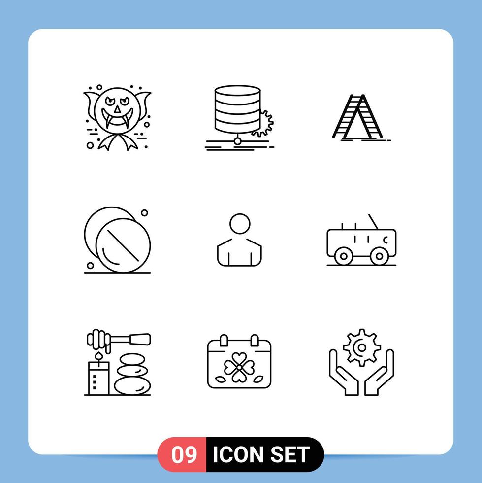 9 Universal Outlines Set for Web and Mobile Applications medicine hospital flow health repair Editable Vector Design Elements