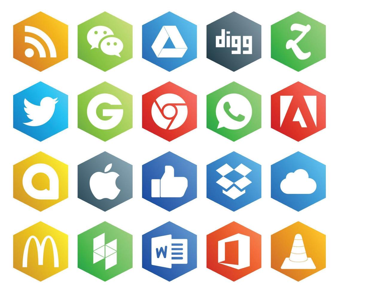 20 Social Media Icon Pack Including mcdonalds dropbox groupon like google allo vector