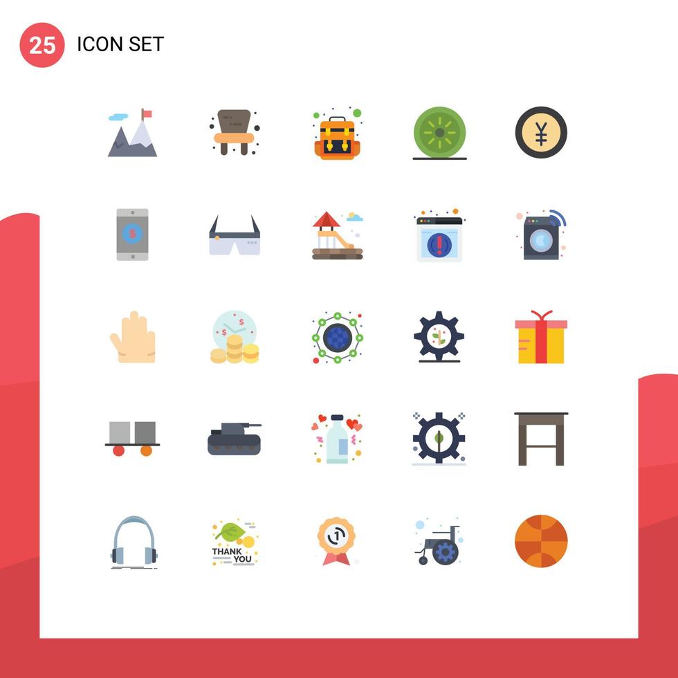 Universal Icon Symbols Group of 25 Modern Flat Colors of application money camp finance vegetables Editable Vector Design Elements