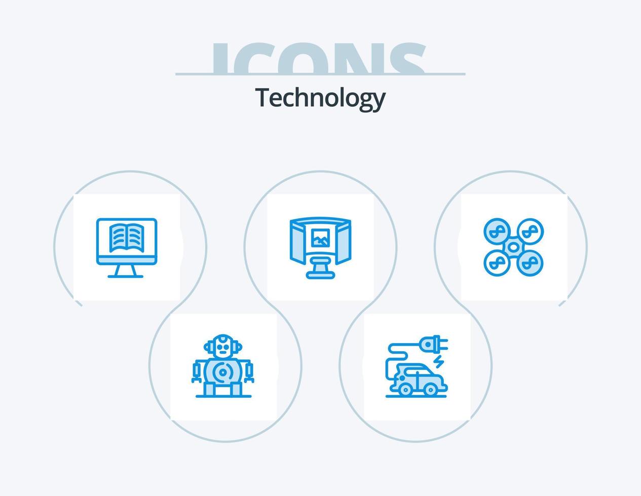 Technology Blue Icon Pack 5 Icon Design. . quad copter. ontechnology. fly. technology vector
