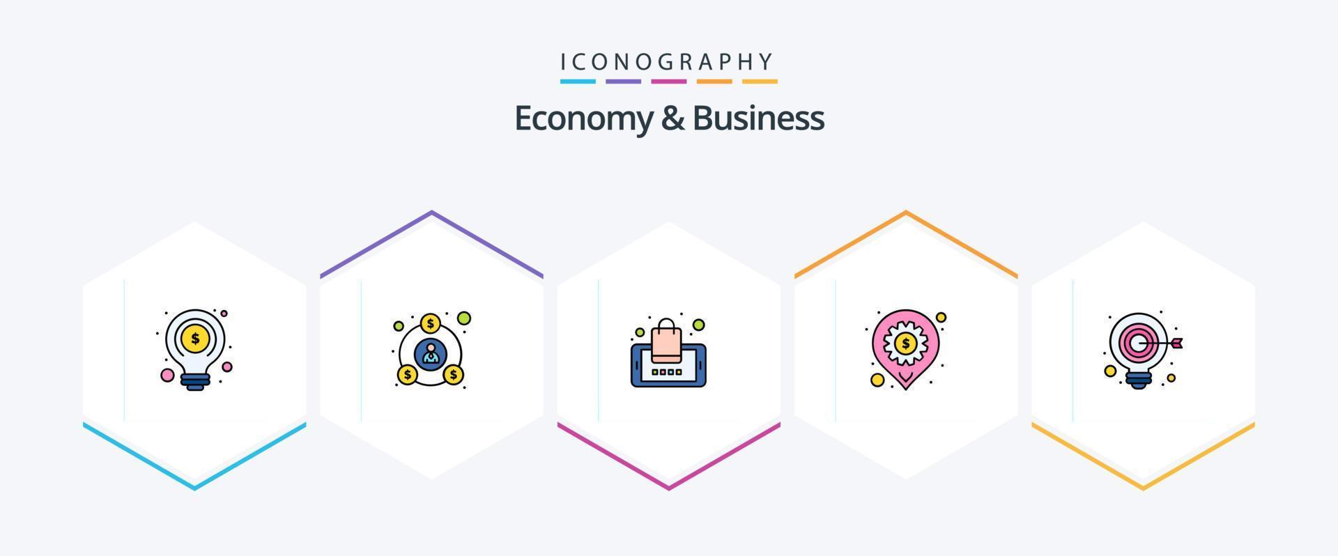 Economy And Business 25 FilledLine icon pack including idea. location. app. line. accessibility vector