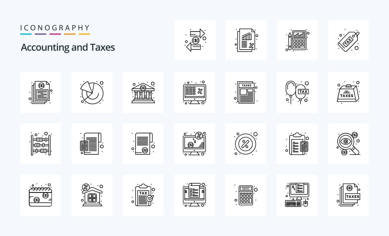 paquete de iconos de línea de 25 impuestos vector