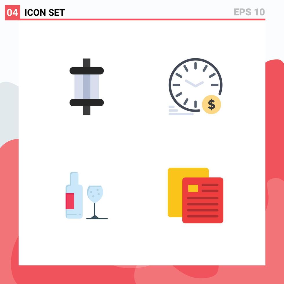 Pack of 4 Modern Flat Icons Signs and Symbols for Web Print Media such as auto drink tools dollar glass Editable Vector Design Elements