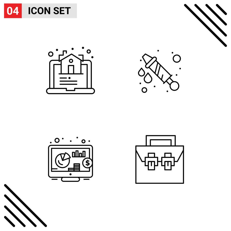 Stock Vector Icon Pack of 4 Line Signs and Symbols for estate seo online celebration box Editable Vector Design Elements