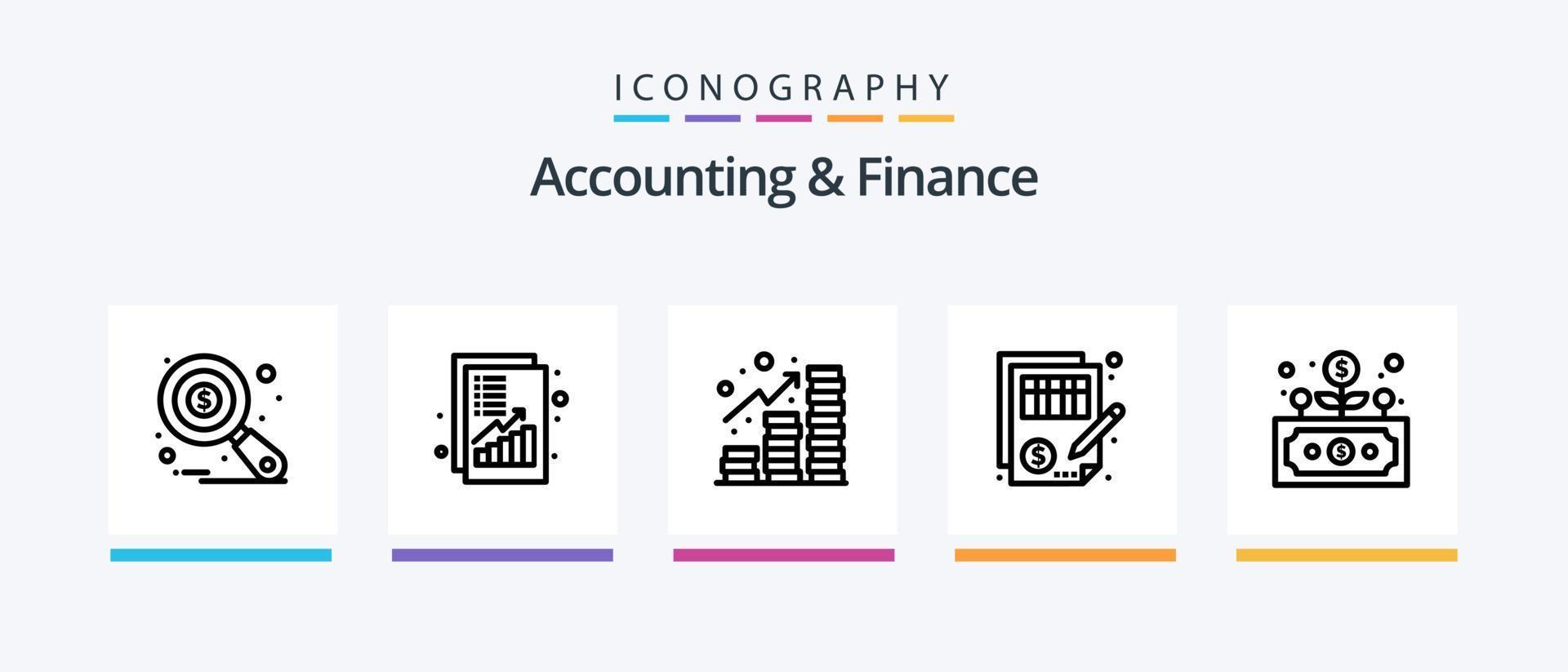 Accounting And Finance Line 5 Icon Pack Including chart. kpi. money. dashboard. diploma. Creative Icons Design vector