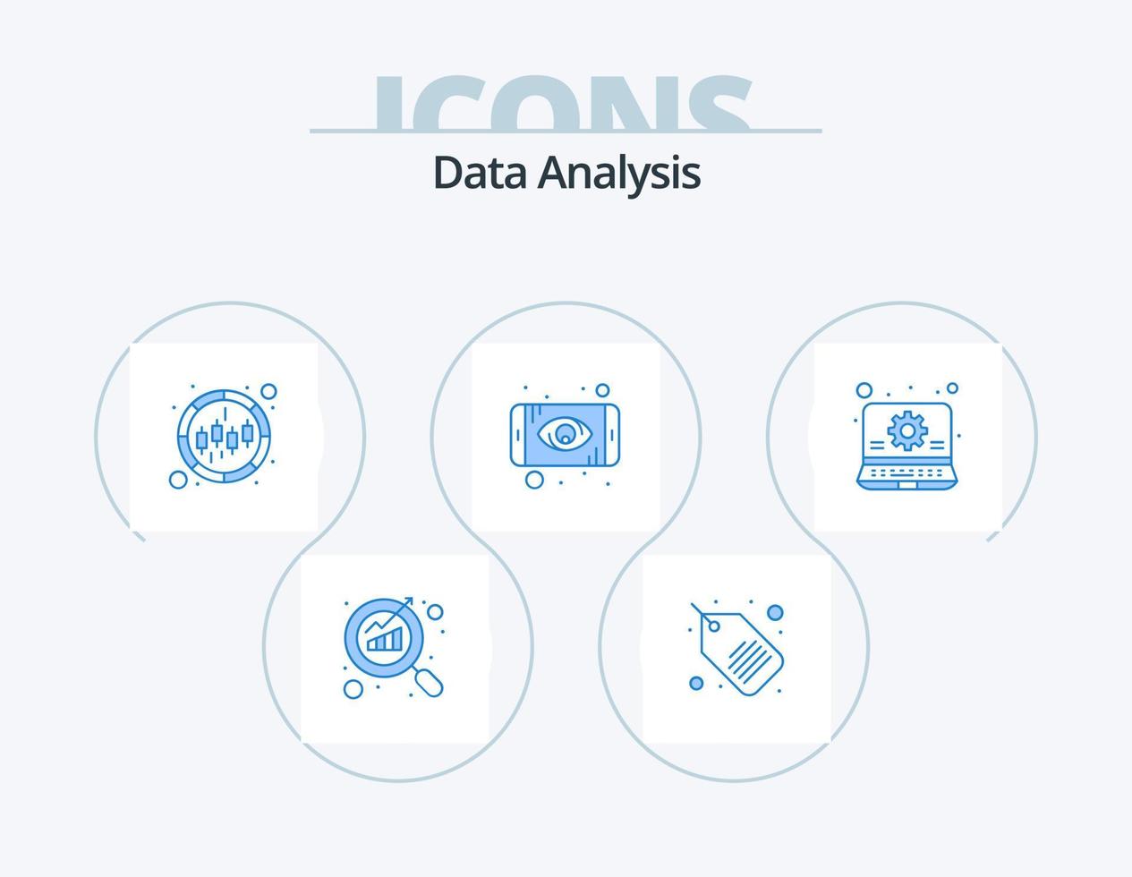 análisis de datos paquete de iconos azules 5 diseño de iconos. datos. administración. gráfico. análisis. datos vector